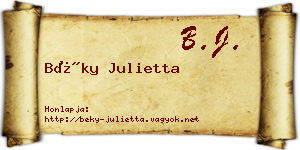 Béky Julietta névjegykártya